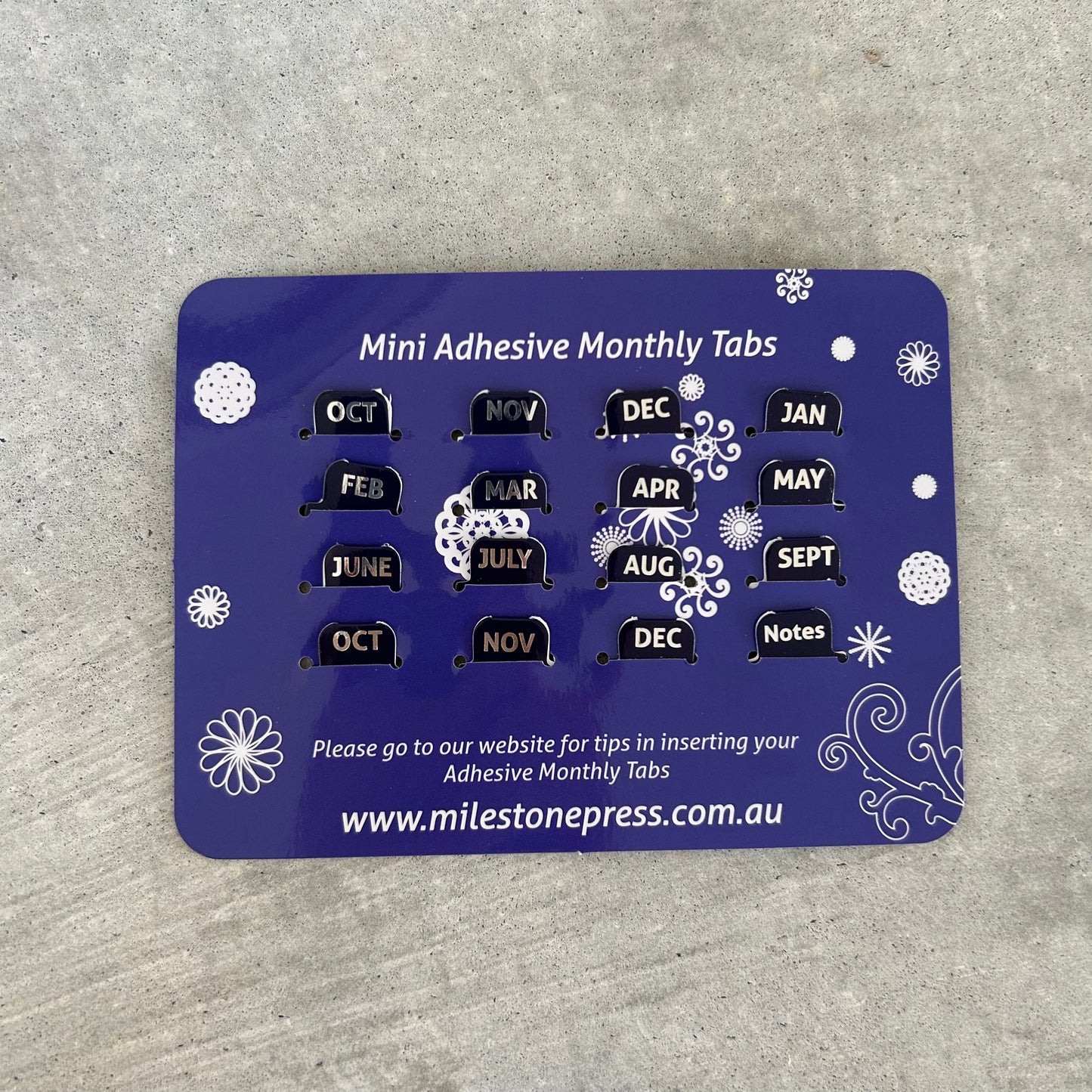 Mini Adhesive Monthly Tabs.